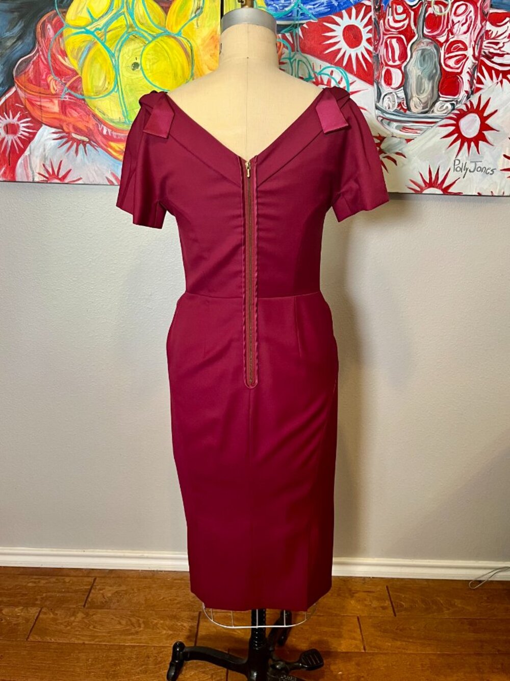 Rachel Roy Wool Runway Collection Berry Draped Wool Sheath Dress - Picture 11 of 15